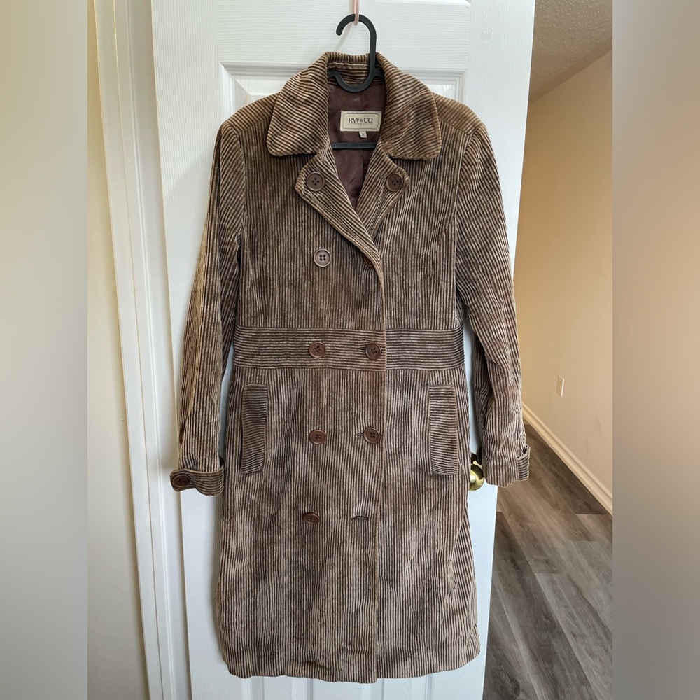 Brown Corduroy Double Breasted Coat